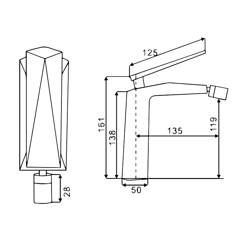 Смеситель для биде Boheme Venturo Черный / Хром 376-B