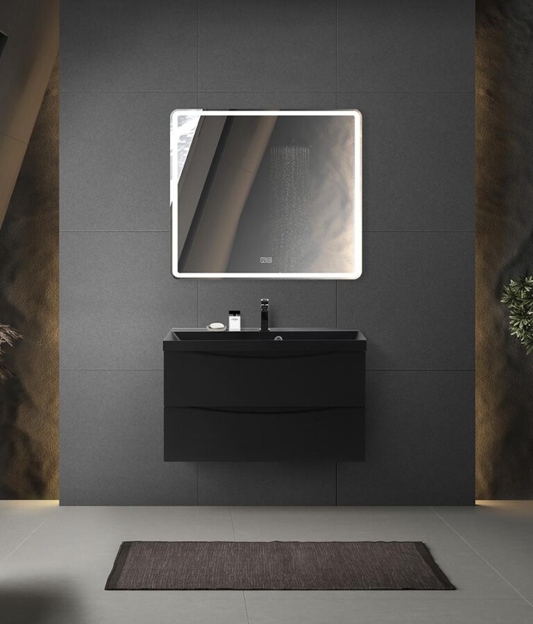 BelBagno Marino 80 см тумба под раковину MARINO-800-2C-SO-NL-P nero lucido подвесная