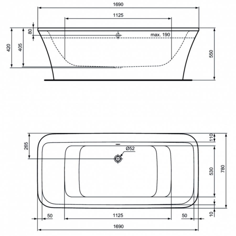 Ideal Standard Connect Air ванна акриловая отдельностоящая 170х79 E113801