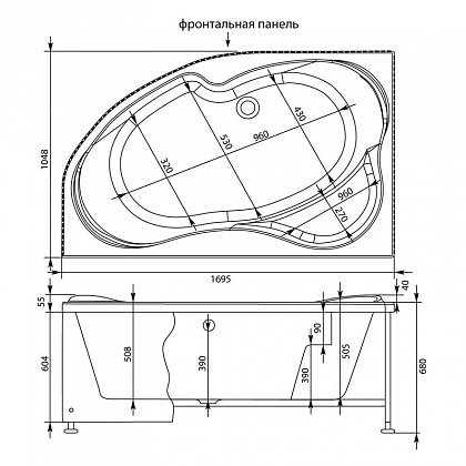 Aquanet Allento 170*100 ванна акриловая асимметричная R