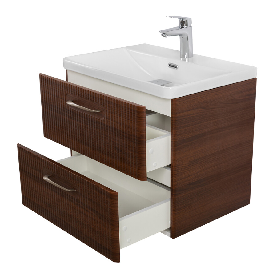 Подвесная тумба с раковиной Belbagno DUE 60 см Noce DUE-600-2C-SO-NOCE-P BB-8076-3-60