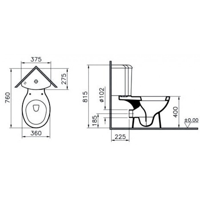 Vitra Arkitekt 9754B003-7200 унитаз напольный угловой