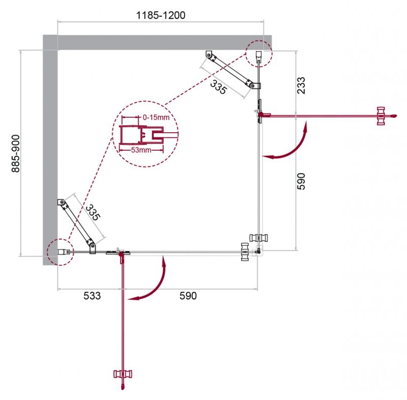 BelBagno душевое ограждение KRAFT-AH-22-120/90-C-Cr-L 120х90х195