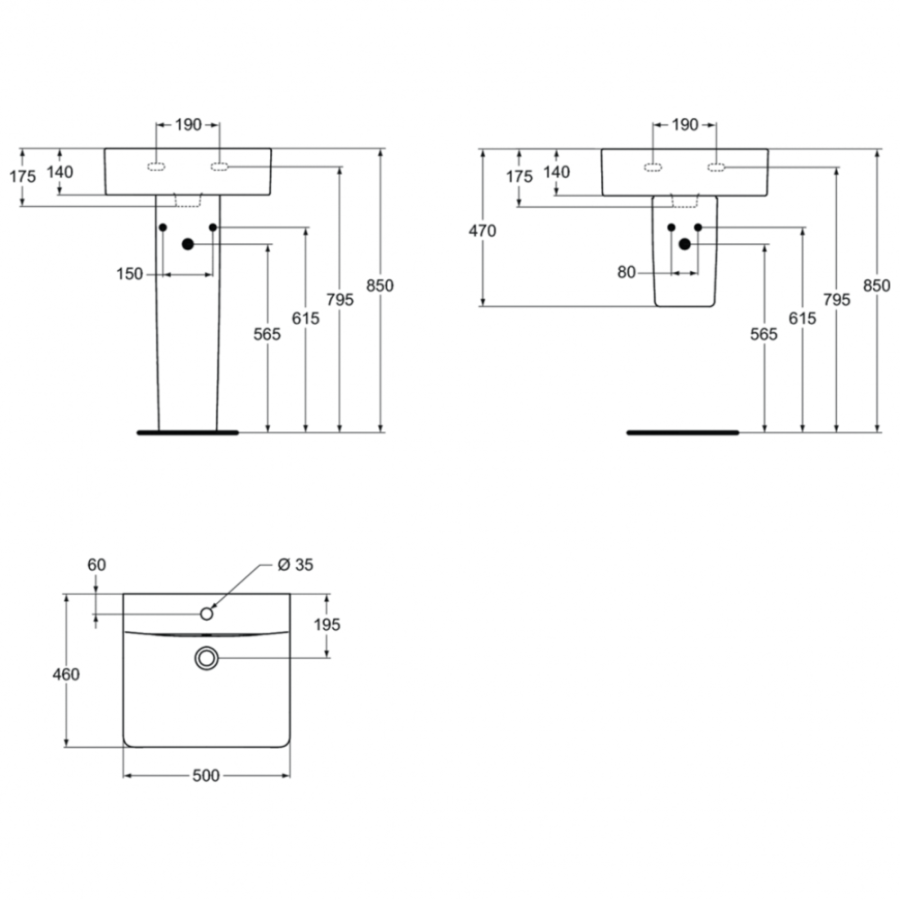 Ideal Standard Connect раковина 50 см E788401