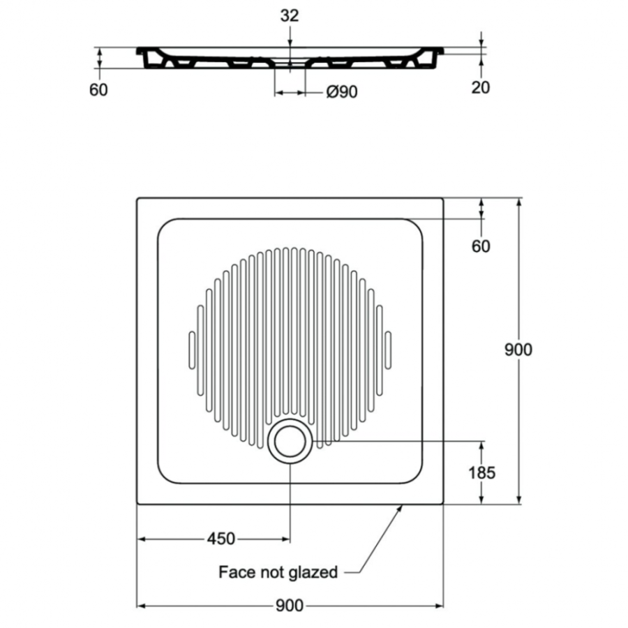 Ideal Standard Connect душевой поддон 90х90 T266501