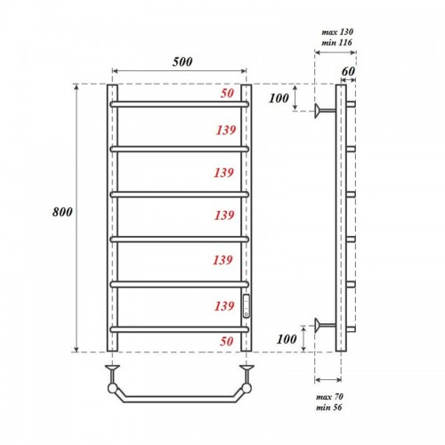 Point Виктория полотенцесушитель электрический 50х80 PN06858