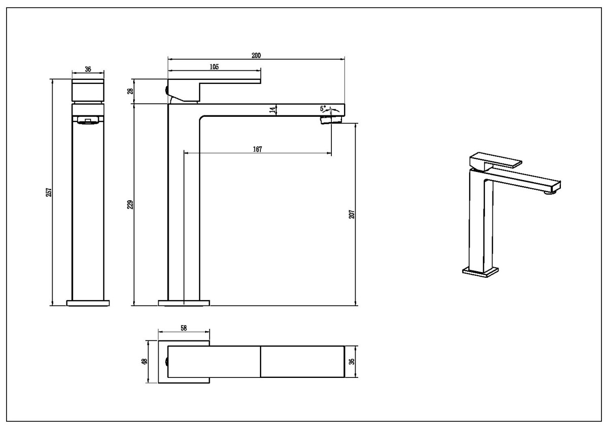 Смеситель для умывальника высокий Boheme Qubic Chrome 472-CR
