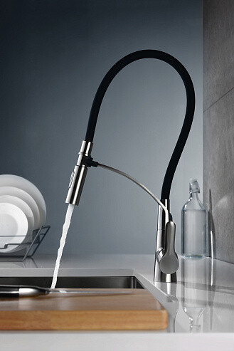 BelBagno Nova BB-LAM36-IN смеситель для кухни сатин/черный