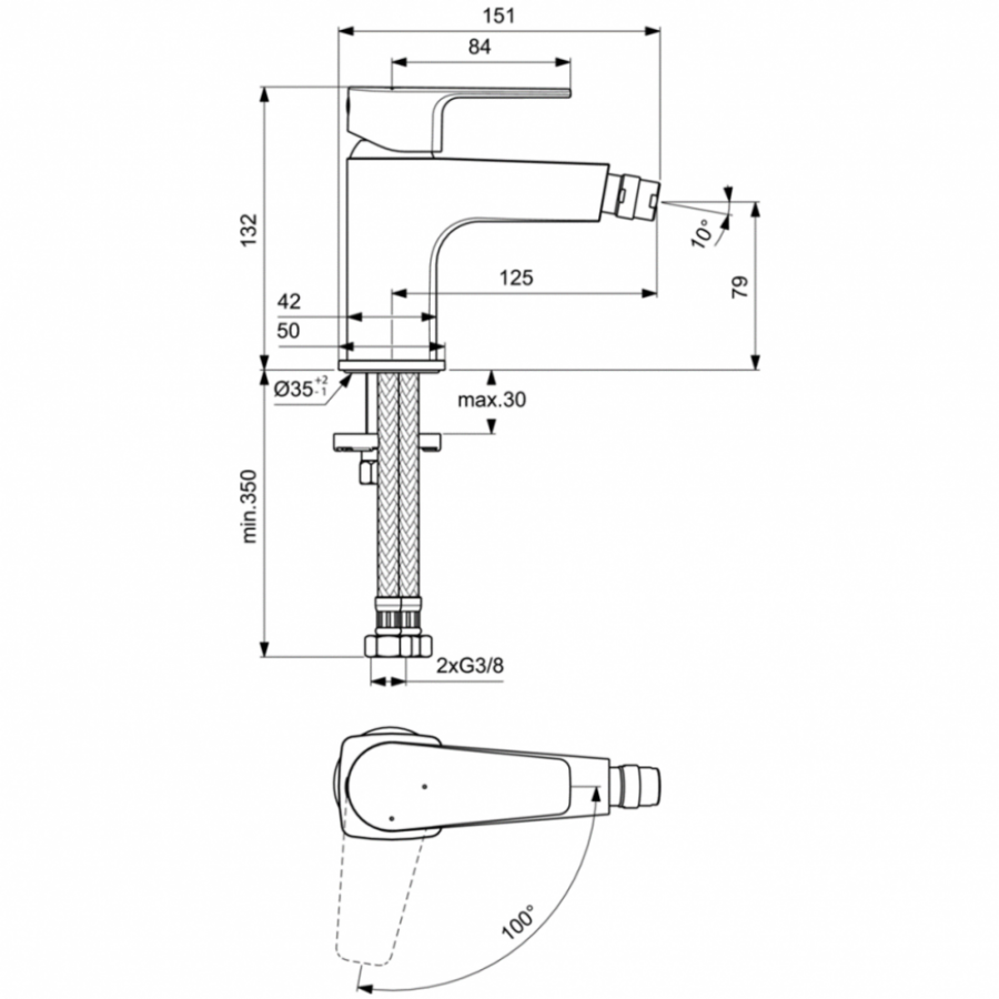 Ideal Standard Cerafine смеситель для биде BC746AA