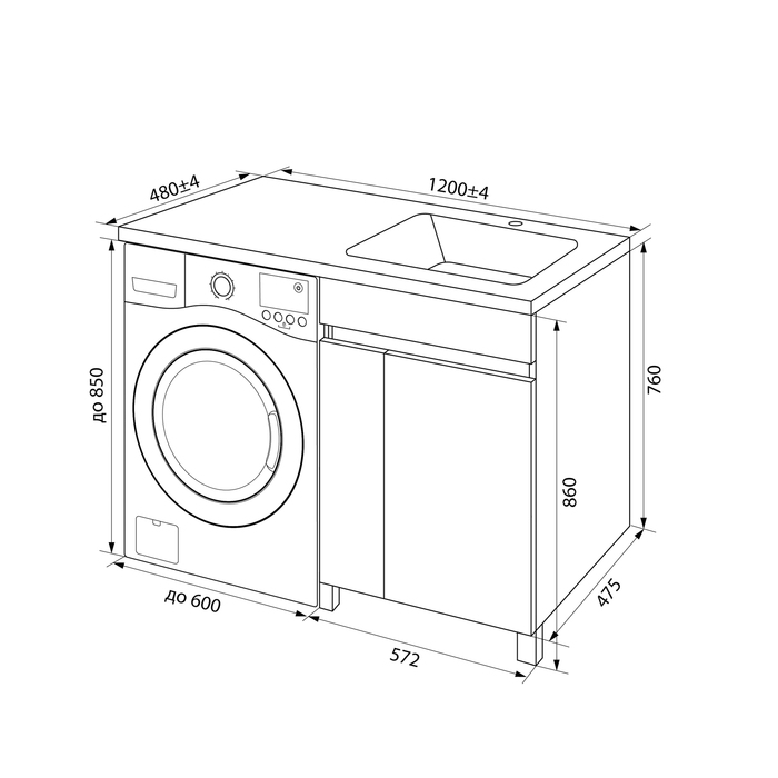 Iddis Optima Home тумба 120 с раковиной правая для стиральной машины OPH12RDi95K