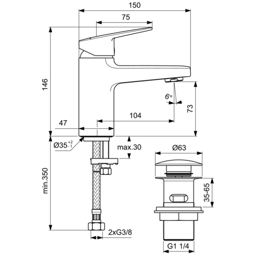 Ideal Standard Ceraplan смеситель для раковины BD216AA