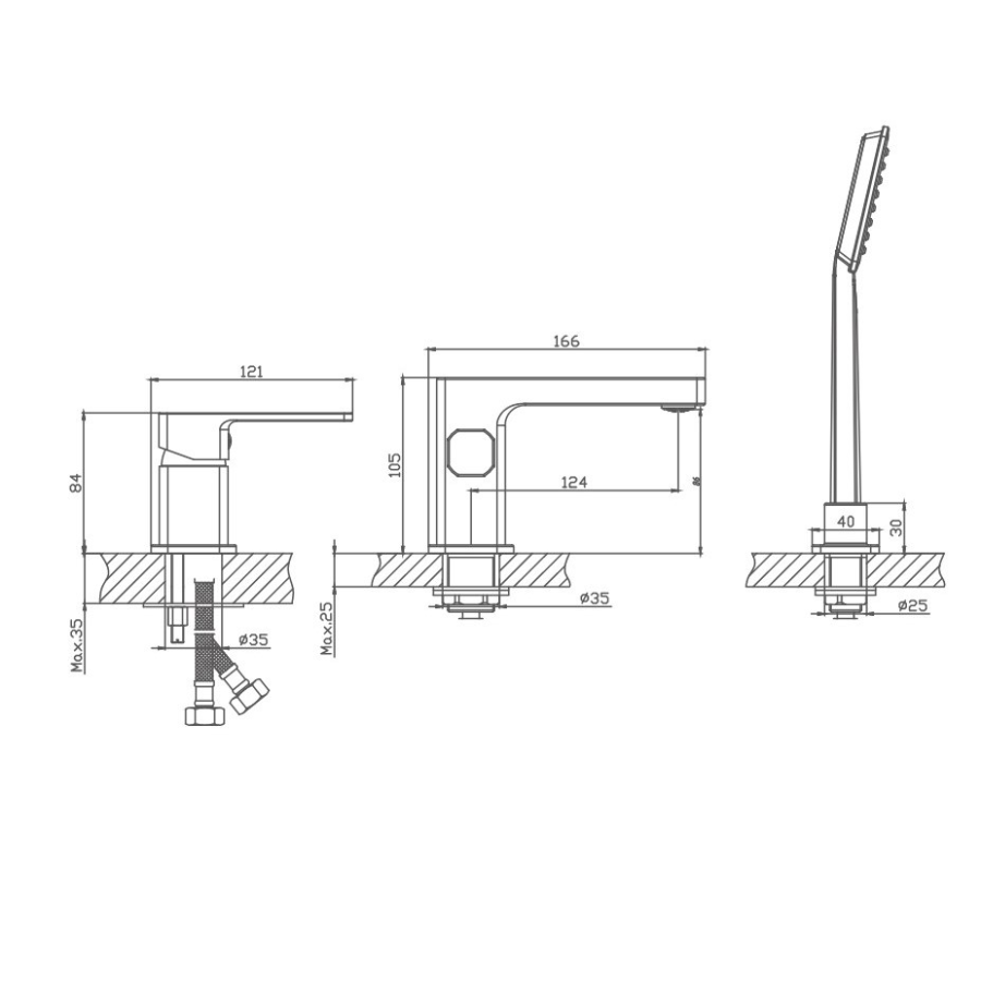 Haiba смеситель на борт ванны HB80615-7