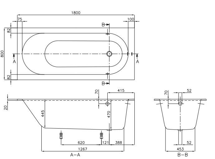 Villeroy&Boch Oberon 180*80 ванна акриловая прямоугольная