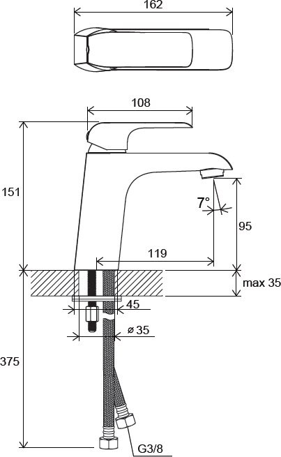 Ravak Flat FL 014.00 Смеситель для раковины хром X070118