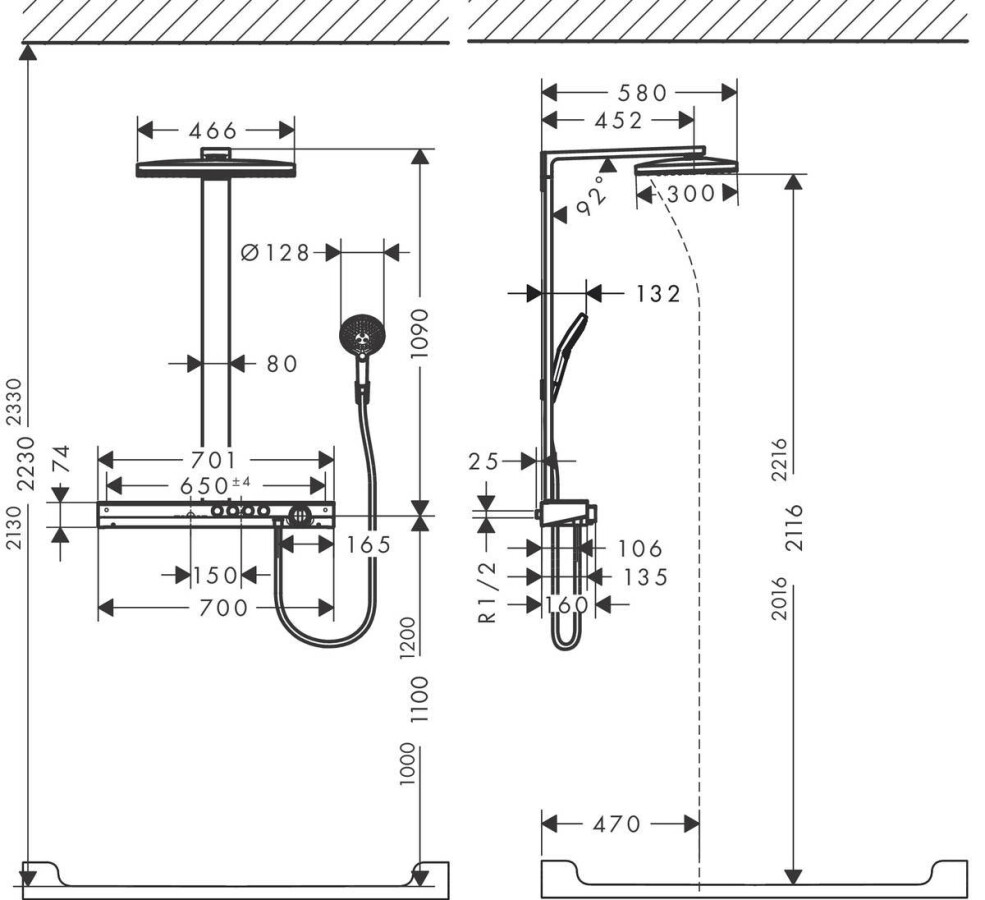 Hansgrohe Rainmaker Select Showerpipe 460 3jet Душевая система с термостатом хром 27106400