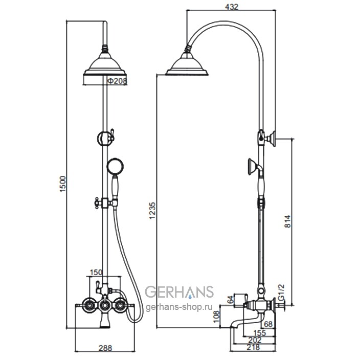 Душевая система Gerhans K20G K19020G