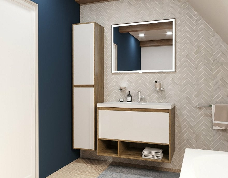 Эстет Monaco Wood 90 тумба с раковиной подвесная, 1 ящик ФР-00010685