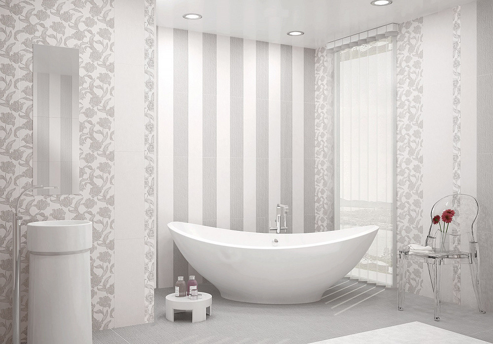 Азори Mallorca Grey Floris плитка настенная серая 31x63 см