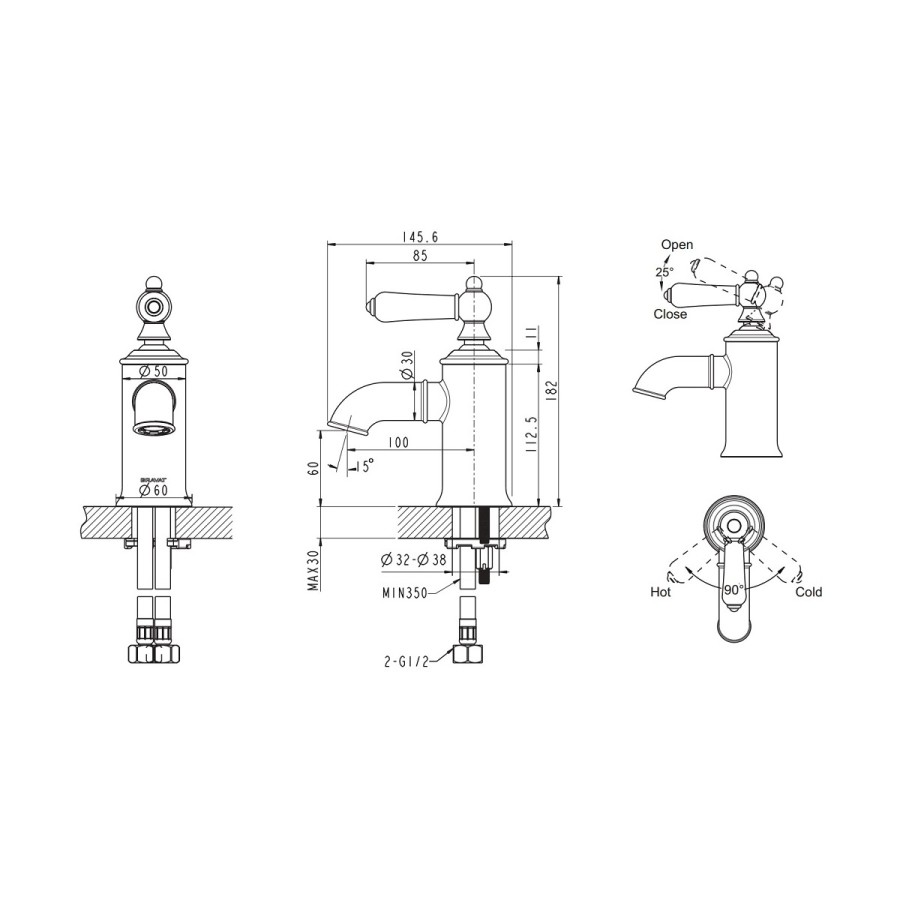 Bravat Art F175109C смеситель для раковины хром 35 мм