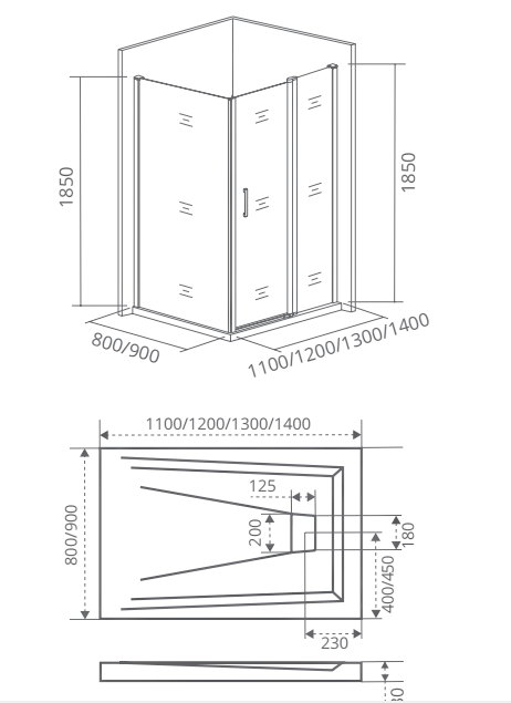 Bas Infinity WTW+SP G душевой уголок 110*80*185