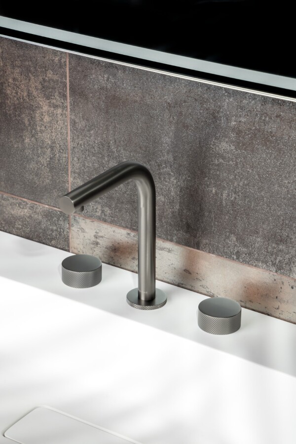 Смеситель для раковины Boheme Stick ручка Spirale на 3 отв. Gun Metal 152-GM.4