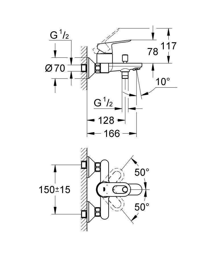 Grohe BauLoop 23341000 смеситель для ванны хром