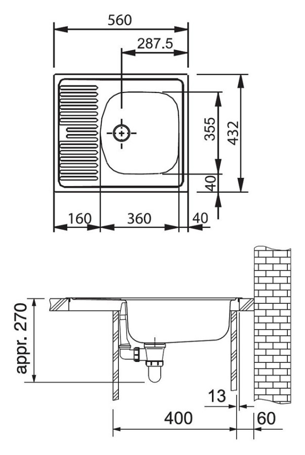 Franke ETN 611-56 кухонная мойка нержавеющая сталь матовая 56 х 43,5 см