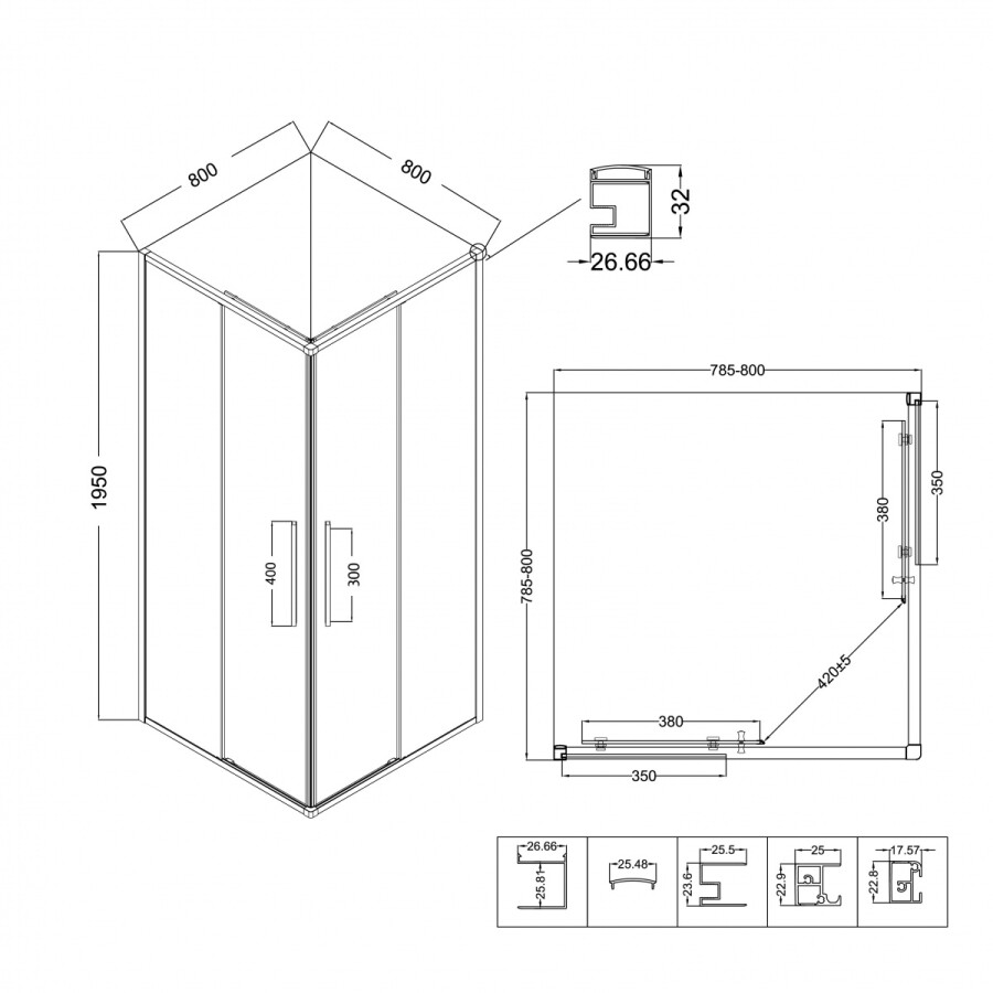 Душевой угол 80x80 Niagara Nova NG 6822-34BLACK