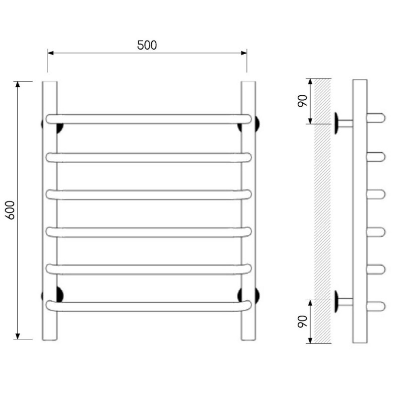 Laris Стандарт П6 полотенцесушитель водяной хром 50х60 73208014