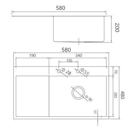 Мойка для кухни из нержавеющей стали Gerhans K35848B-R PVD Графит