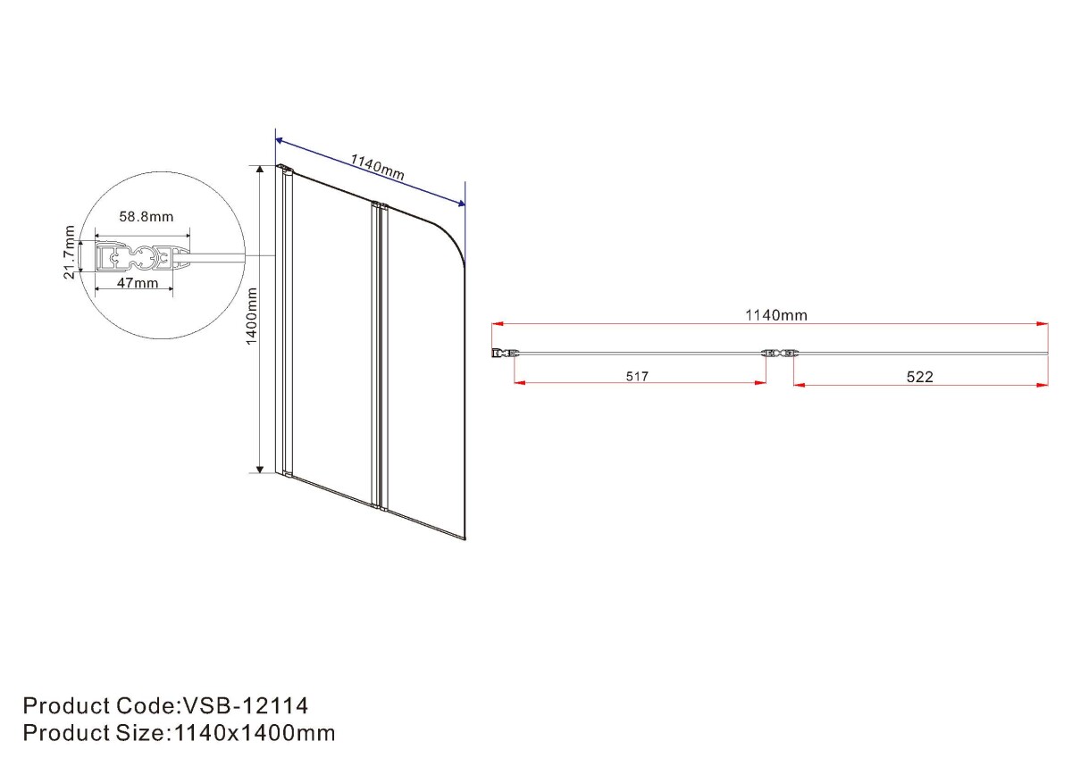 Vincea душевая шторка VSB-12114CH-L 114х140 хром, стекло рифленое
