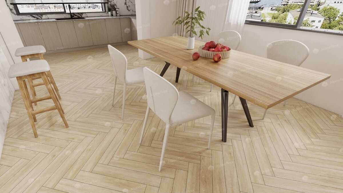 Ламинат Alpine Floor Herringbone 12, LF105-4A Дуб Эльба 600 х 100 х 12 mm