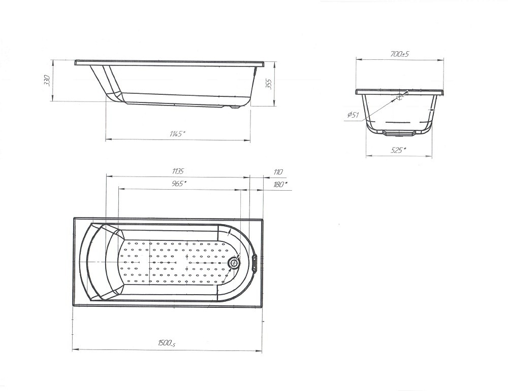 Poseidon Lily 150*70 ванна акриловая прямоугольная