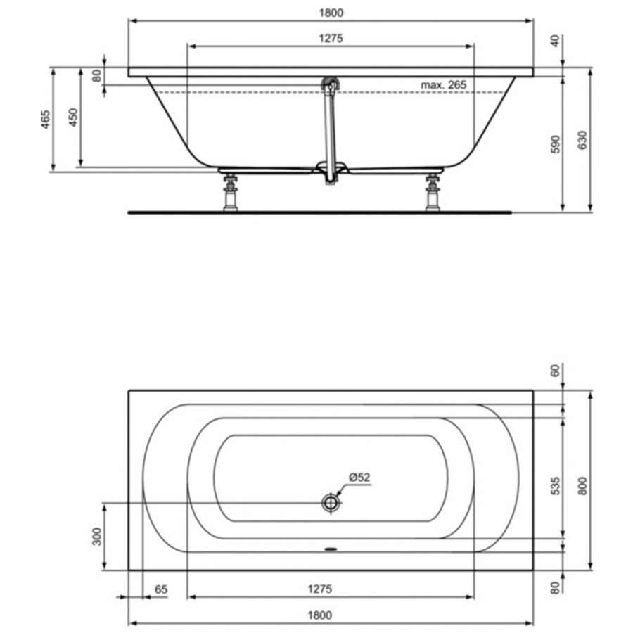 Ideal Standard Hotline ванна акриловая прямоугольная 180х80 K275001