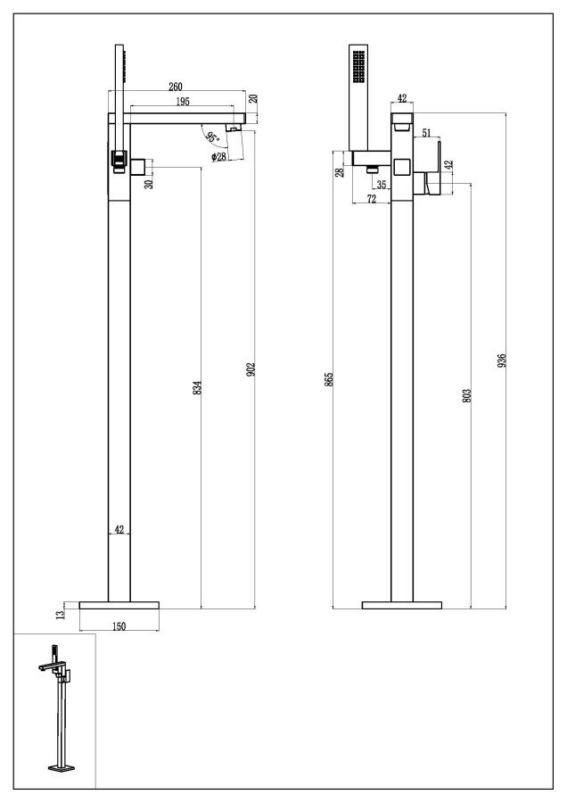 Смеситель напольный Boheme Qubic Matt Gold 479-MG