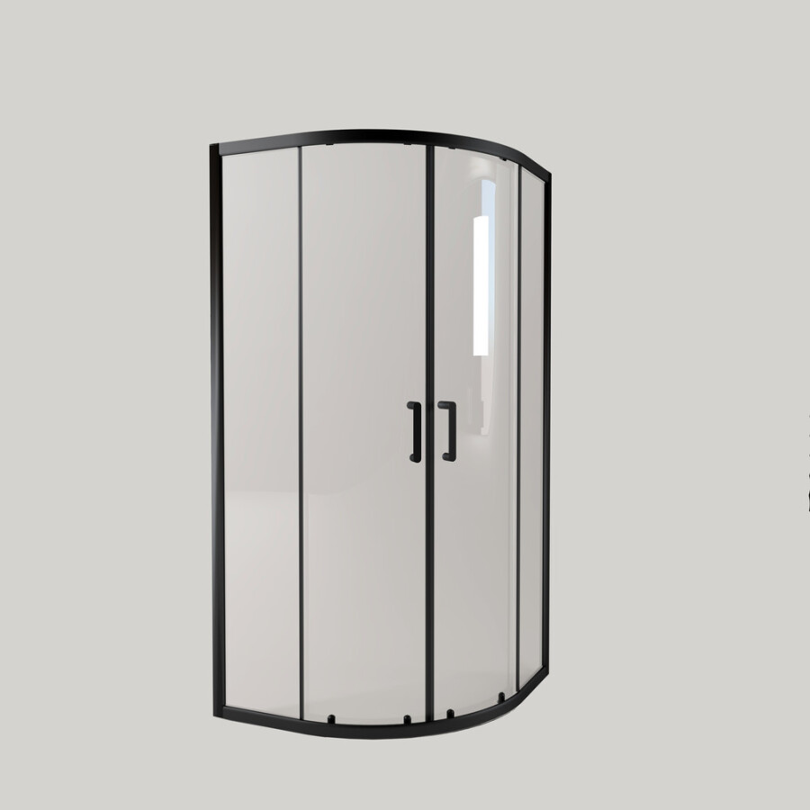 EG4B Душевое ограждение полукруг EvaGold 90х90, профиль черный матовый, прозрачное стекло EG220034