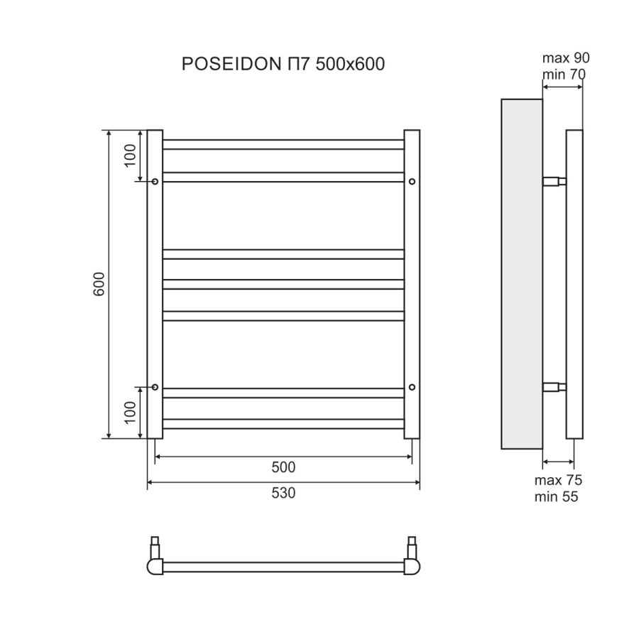 Lemark Poseidon П7 полотенцесушитель электрический 50х60 LM42607E