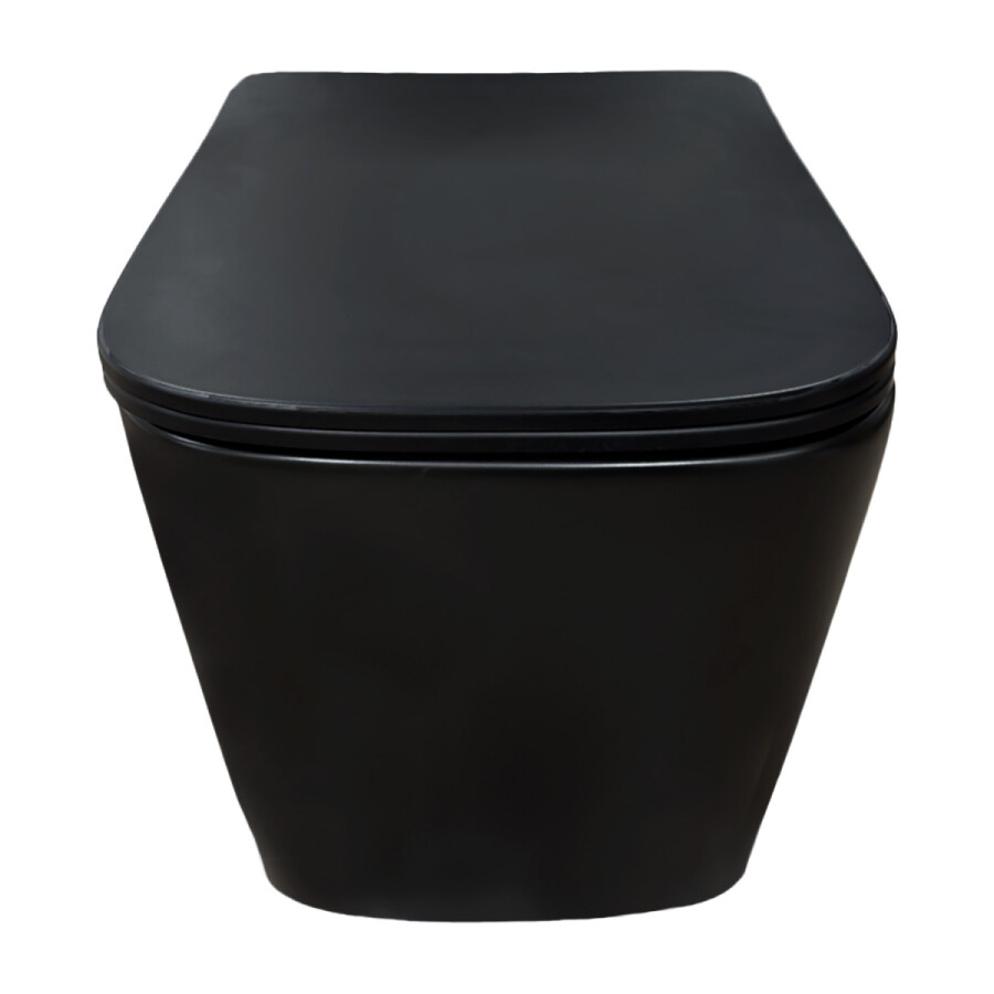 Унитаз подвесной Azario Cascad-Black 360х520х365 безободковый, система смыва "скрытое Торнадо", с быстросъемным сиденьем "Микролифт", черный матовый AZ-2303A-MB