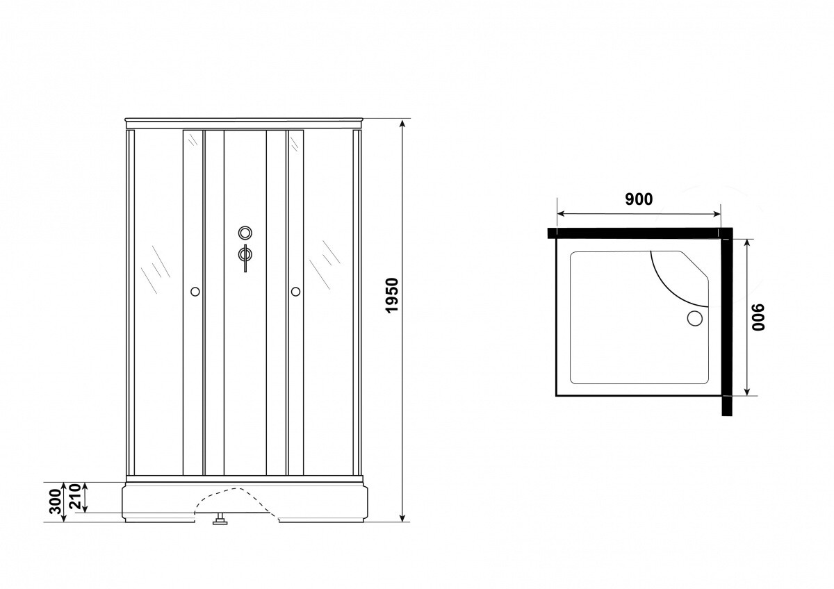 Niagara Eco Душевая кабина 90x90 Без крыши E90/26Q/TN/BK
