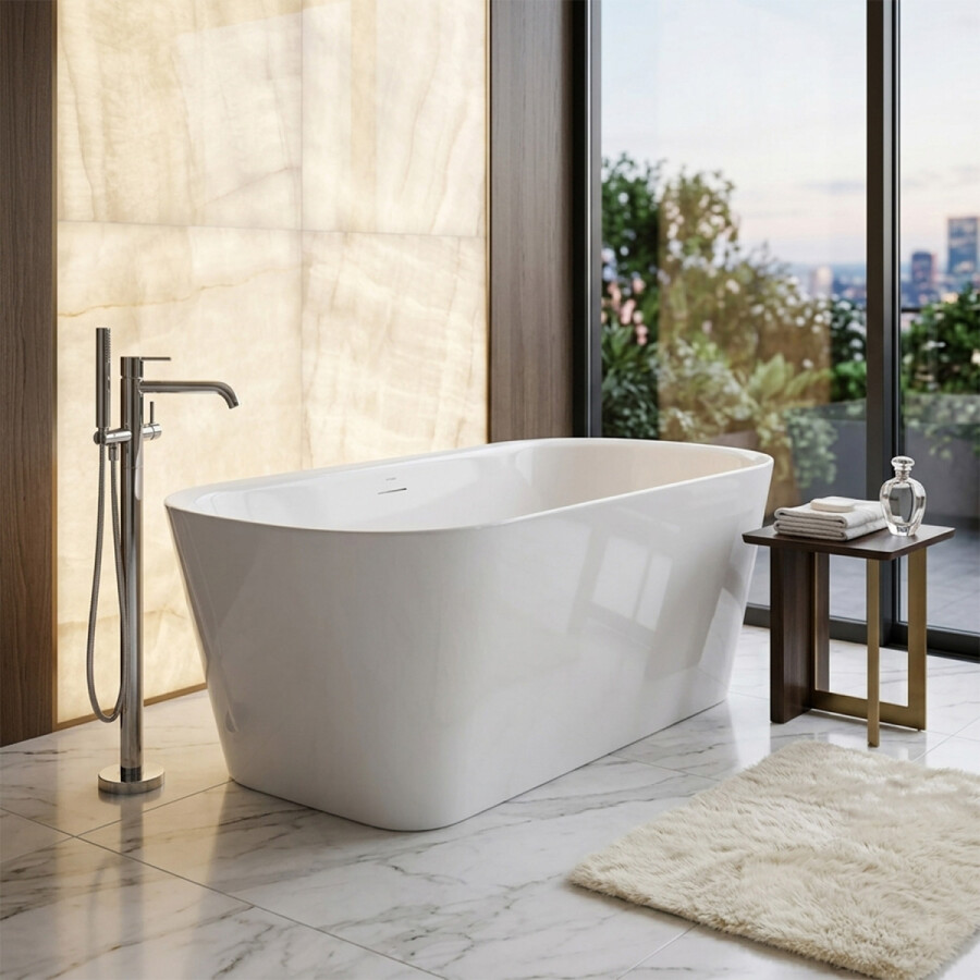 Ванна акриловая Azario Crisp 1500x750x600 отдельностоящая, в комплекте с сифоном и металлической рамой AZ-8692-1.5