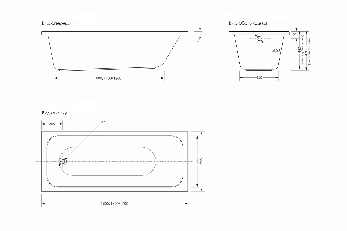 Loranto Candia ванна акриловая прямоугольная 170х70 см CS00083753