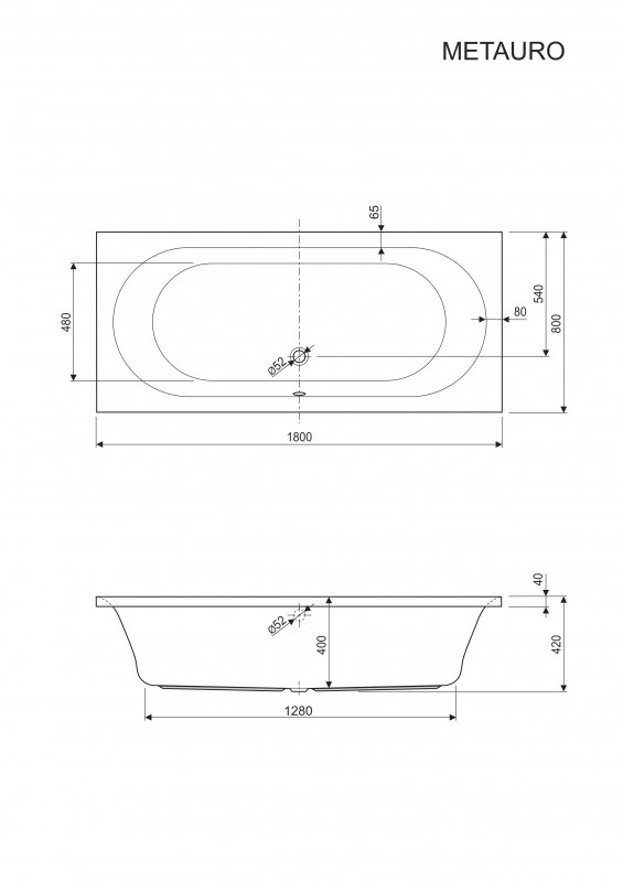 Cezares Metauro ванна акриловая METAURO-180-80-42