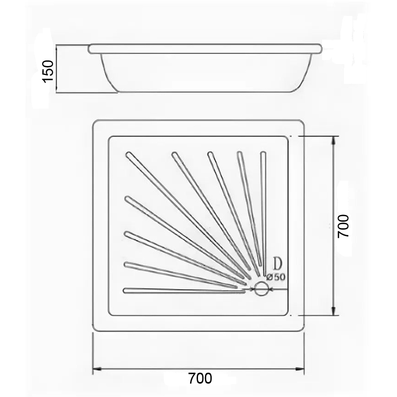 Поддон стальной Loranto 70 70 LG700B