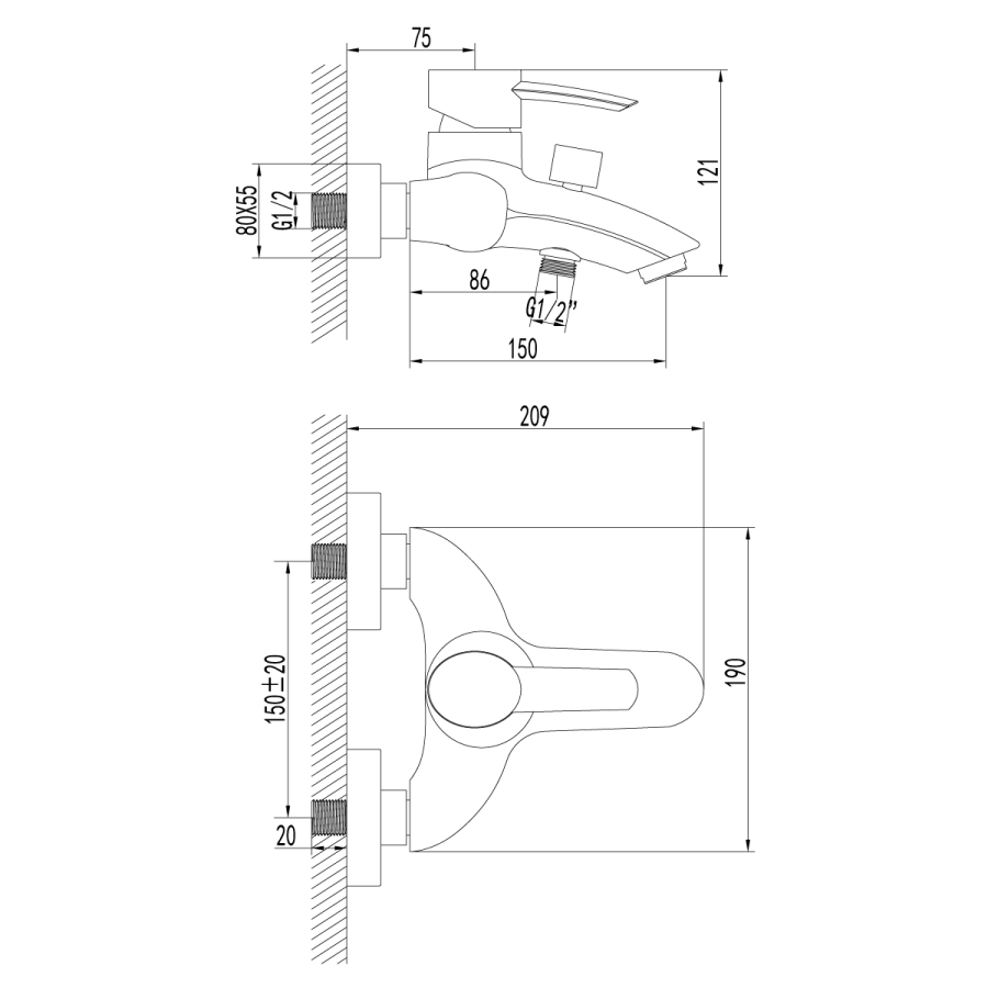 Lemark Atlantiss смеситель для ванны LM3202C