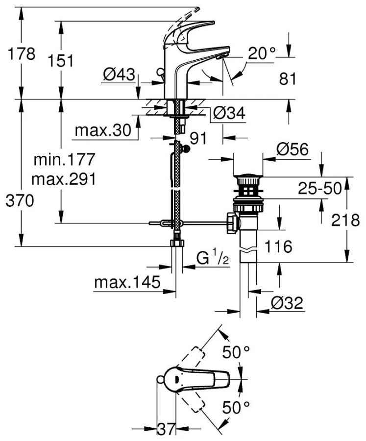 Grohe BauCurve 119760 набор смесителей для ванны
