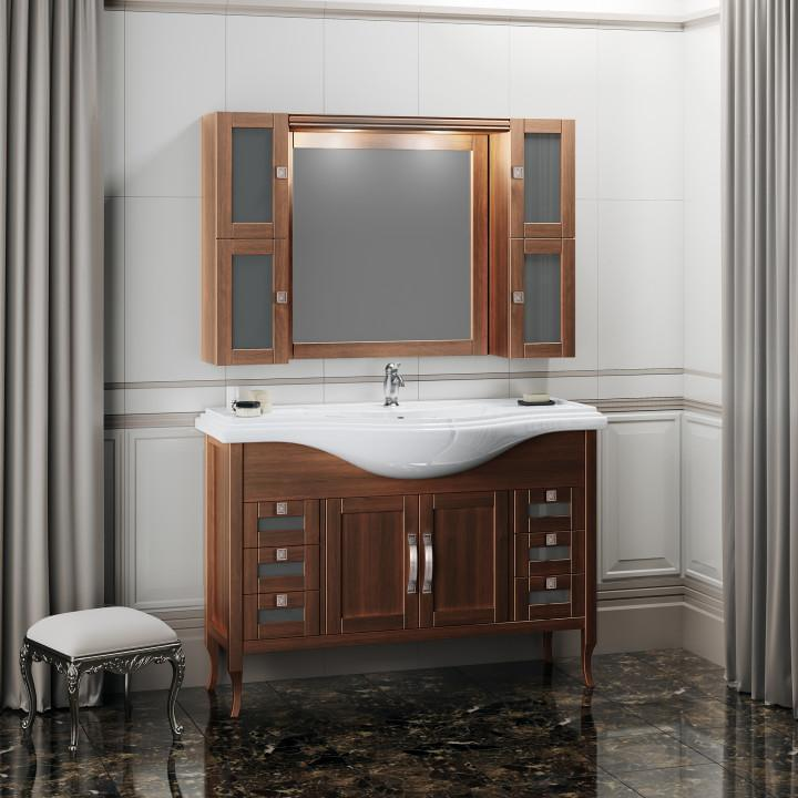 Opadiris Мираж зеркало со светильниками 120 см орех 001242