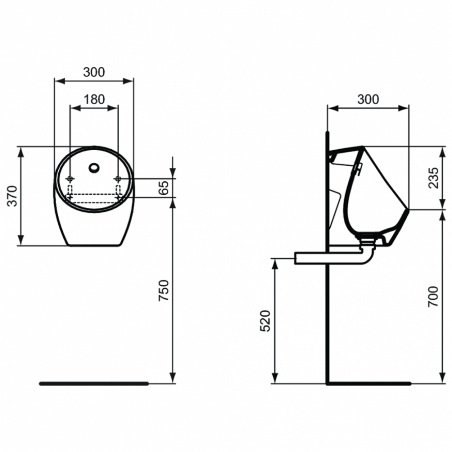 Ideal Standard Sphero безводный писсуар E189401