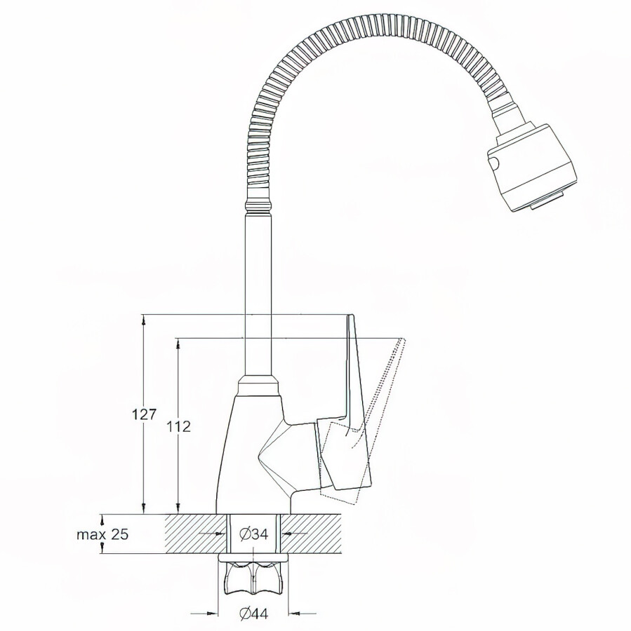 Mixxus Elba 014 Смеситель для кухни с гибким изливом Хром CR0775