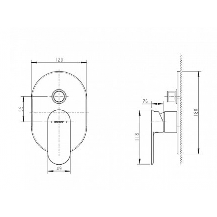Bravat Gina PB865104CP-2-ENG встраиваемый смеситель 2-функц. цвет хром