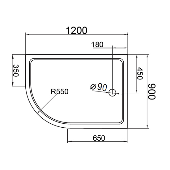 Cezares Tray поддон из иск. мрамора 120х90 TRAY-S-RH-120/90-13-W-R